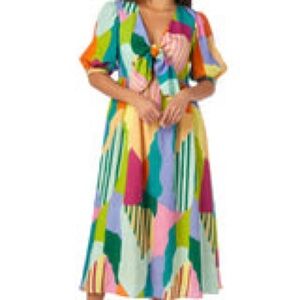 CROSBY by Mollie Burch Emilie Dress Tie Front Cutout Colorful Dress NWOT SMALL